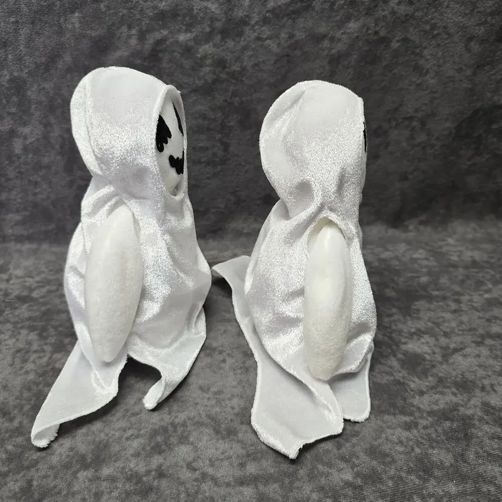 TY Beanie Babies Collection Sheets Hooded Ghost Halloween Pair Beanbag Plush